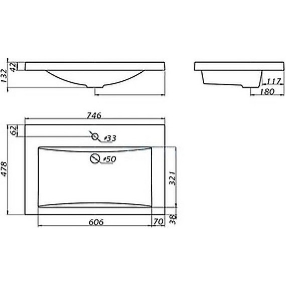 Тумба подвесная с раковиной Art&Max Family-750-2C-SO-BL 75 см, белый глянец - фото 4