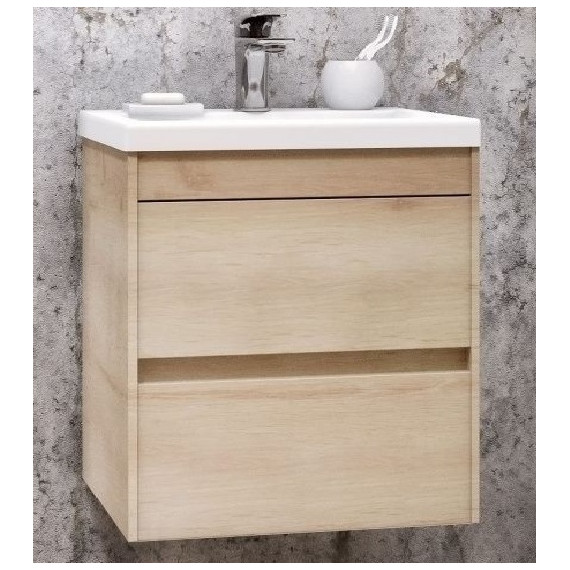 Тумба подвесная с раковиной Art&Max Family-500-2C-SO-PB 50 см, сканди - фото 