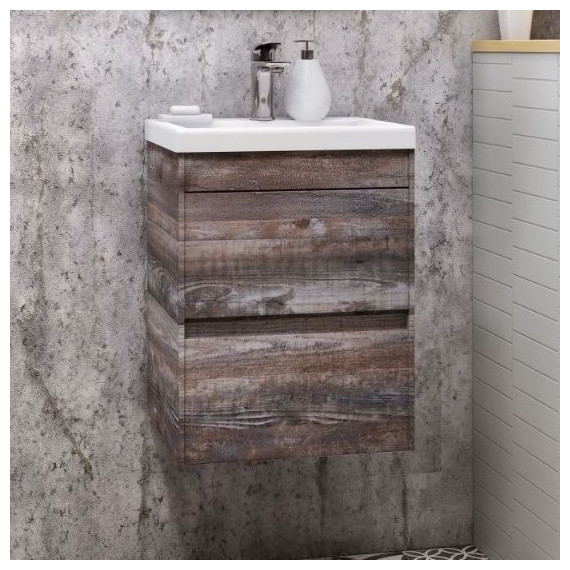 Тумба подвесная с раковиной Art&Max Family-400-2C-SO-PE 40 см, бетон экзотик - фото 