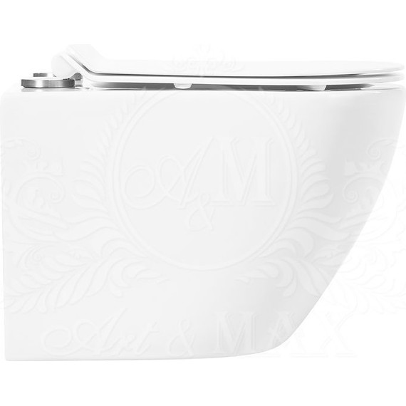 Унитаз подвесной безободковый Art&Max Ovale AM011CHR, Цвет производителя: белый - фото 3