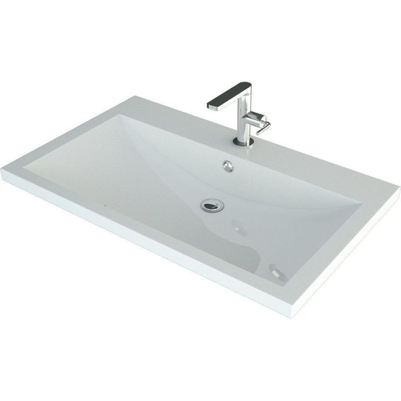 Тумба подвесная с раковиной Art&Max AM-Platino-750-2C-SO-BL 75 см, белый глянец - фото 7