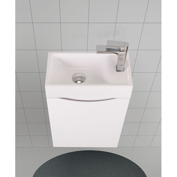 Тумба подвесная с раковиной Art&Max Liberty-400-1D-SO-BL-L 40 см, белый глянец - фото 5