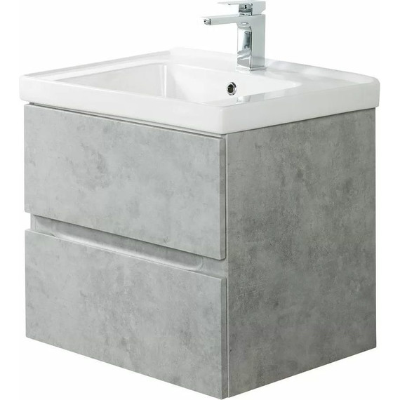 Тумба подвесная с раковиной Art&Max AM-Techno-600-2C-SO-LS935 60 см, бетон лофт натуральный - фото 2