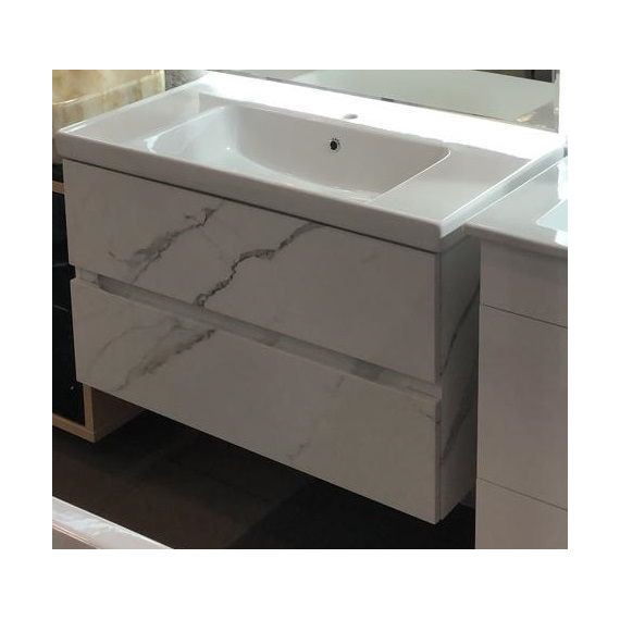 Тумба подвесная с раковиной Art&Max AM-Techno-900-2C-SO-MR960 90 см, монти мрамор - фото 5