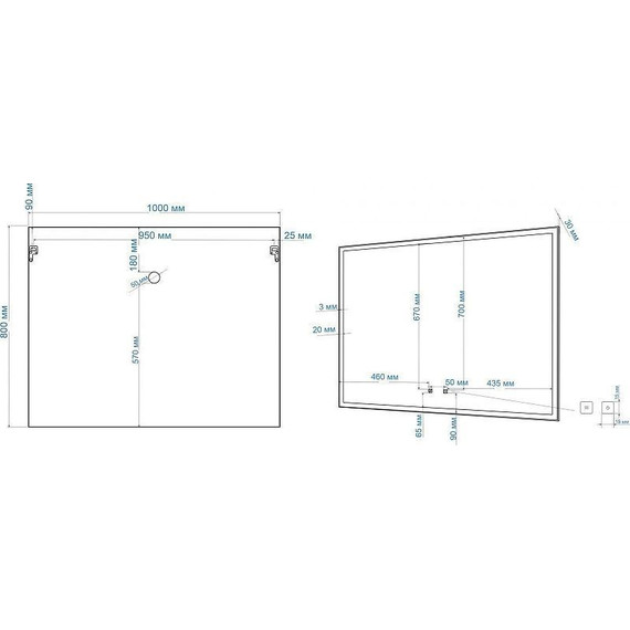 Зеркало Art&Max Arezzo Led 100 см AM-Are-1000-800-DS-FC-H-Nero, черный - фото 6