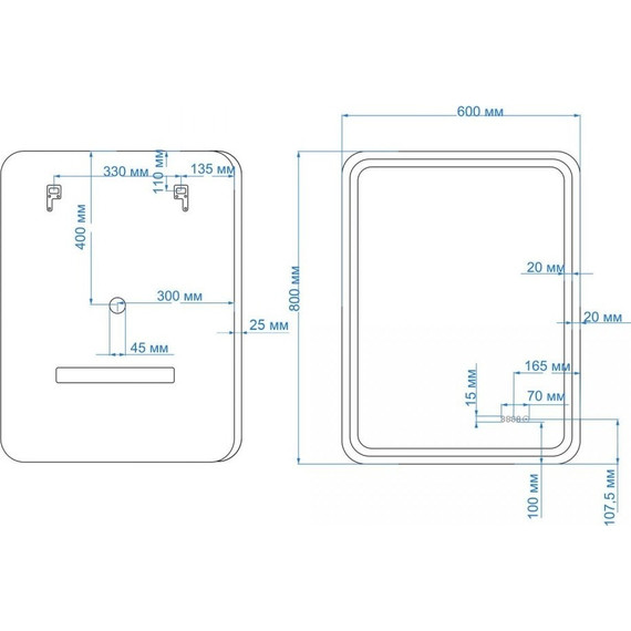 Зеркало Art&Max Genova Led 60 см AM-Gen-600-800-S-F-Т, черный - фото 6