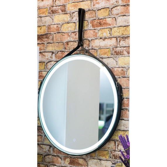 Зеркало Art&Max Milan Led 65 см AM-Mil-650-DS-F-Nero, черный ремень - фото 4