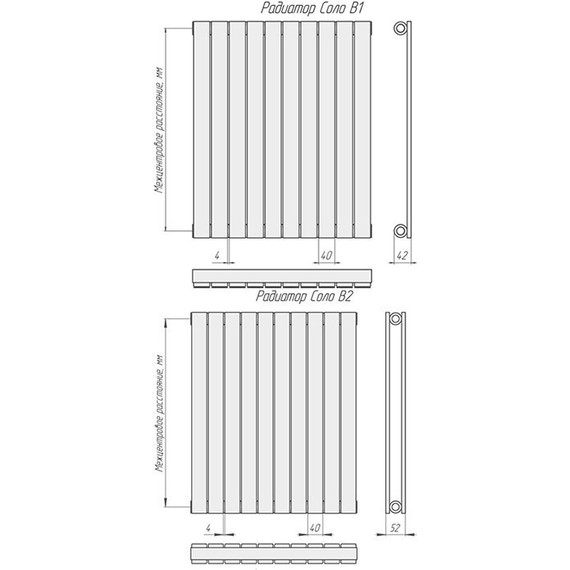 Вертикальный радиатор KZTO Соло В 2-1750-10 440х1780 мм (10 секций) - фото 25