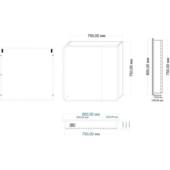 Зеркало-шкаф Art&Max Verona Led 80 см AM-Ver-800-800-2D-R-DS-F - фото 4