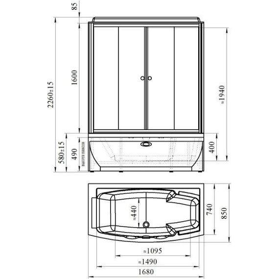 Гидробокс с паром Радомир Элис 168x85 см L, белый/матовое - фото 2
