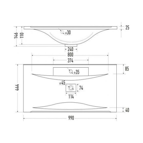 Тумба подвесная с раковиной Mirsant Ultra 100 см (раковина Premier 100), серый матовый - фото 5