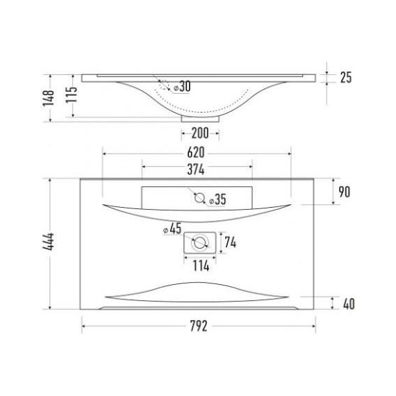 Тумба подвесная с раковиной Mirsant Ultra 80 см (раковина Premier 80), серый матовый - фото 6