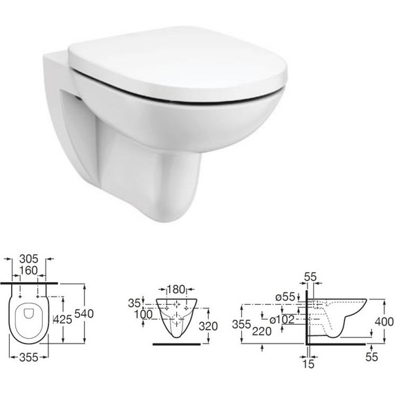 Инсталляция с подвесным унитазом Roca Debba Round Rimless Pack 893104980 (без кнопки смыва) - фото 2