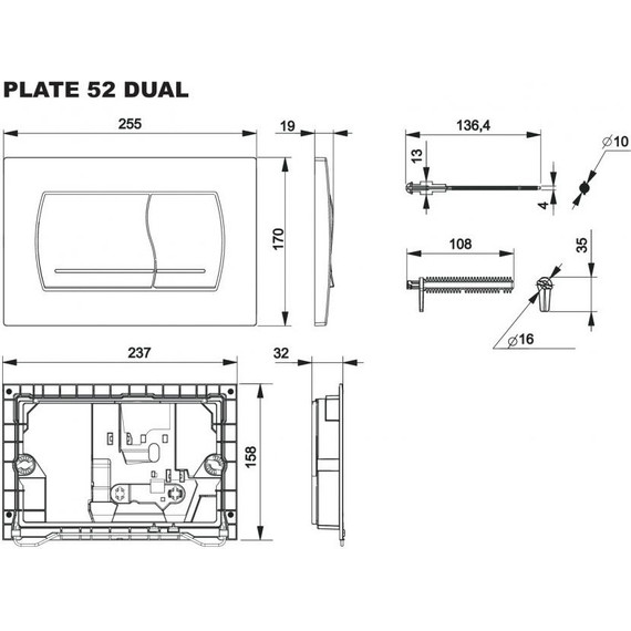 Кнопка смыва Roca Active 52B 8901150B2, хром матовый - фото 2