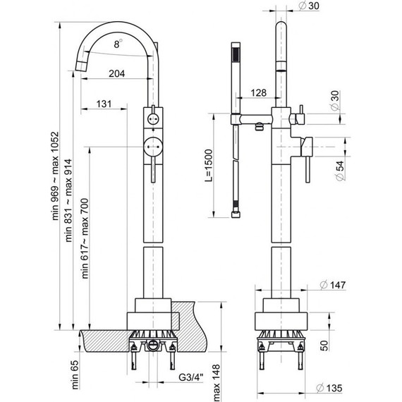 Смеситель для ванны Paini Cox 78CR136LM - фото 6