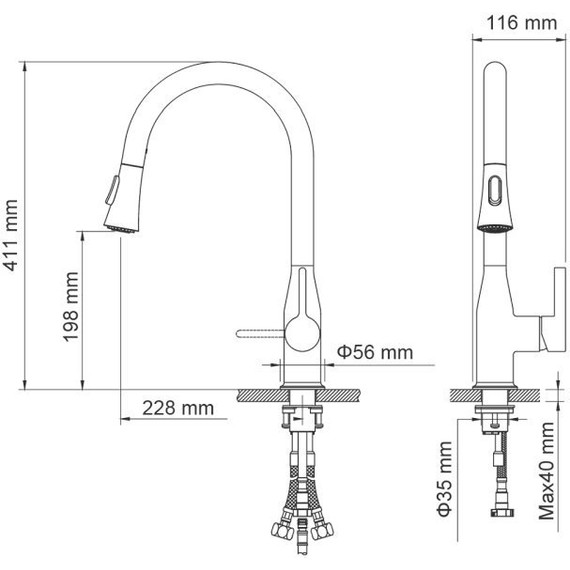 Смеситель для кухни Timo Saona 2336/03FL, черный матовый - фото 15