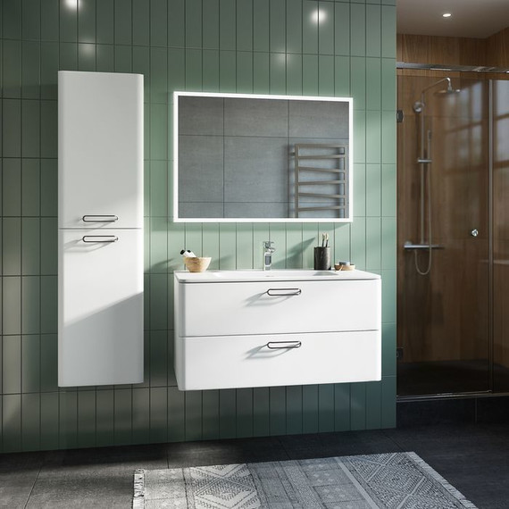 Тумба подвесная с раковиной Iddis Brick 100 см BRI10W1i95K, белый глянец - фото 4