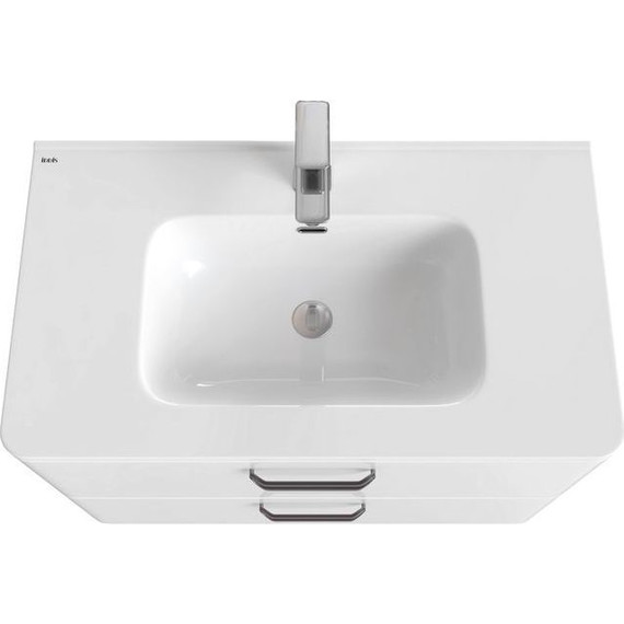 Тумба подвесная с раковиной Iddis Brick 80 см BRI80W0i95K, белый глянец - фото 8