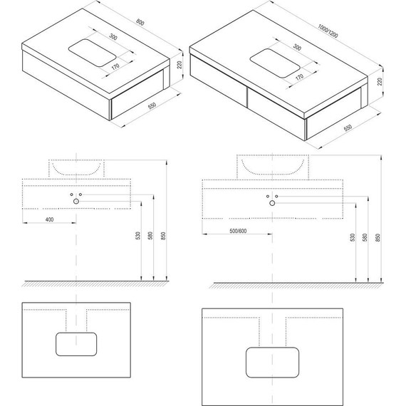 Тумба подвесная со столешницей Ravak Formy 120 см X000001031, белый - фото 5
