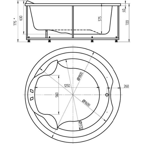 Ванна гидромассажная Aquatek Аура 180x180 см модель 2 - фото 5
