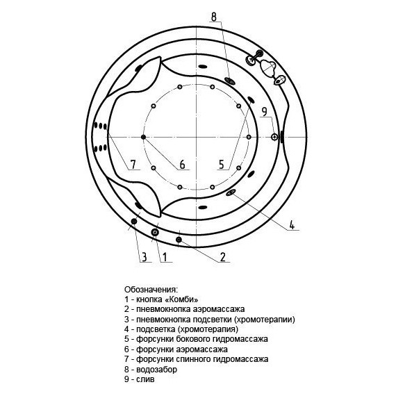 Ванна гидромассажная Aquatek Аура 180x180 см модель 2 - фото 6