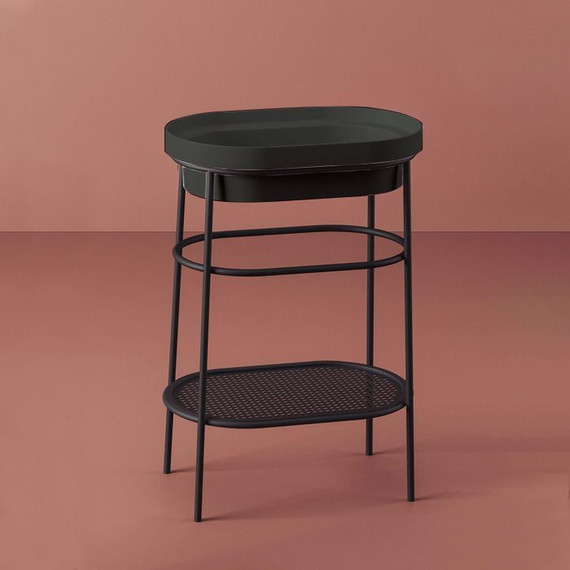 Раковина с металлической консолью ArtCeram Fuori Scala 55 см TFL033 17 00, чёрный матовый - фото 