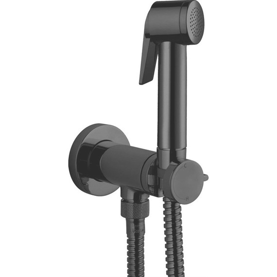 Набор для гигиенического душа Bossini Paloma Brass E37015B.073 (с прогрессивным картриджем​) черный матовый - фото 