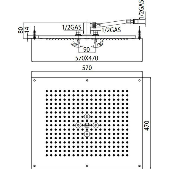 Верхний душ Bossini Dream-Neb 570x470 мм H38657.030 - фото 5