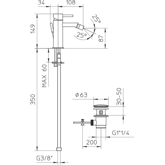 Смеситель для биде Bossini Oki Z005401.030 - фото 2