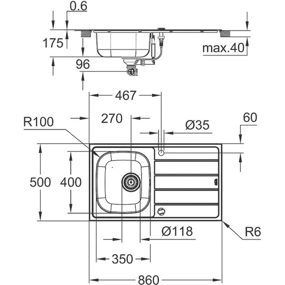 Кухонная мойка + смеситель Grohe K200 31562SD1, нержавеющая сталь - фото 3