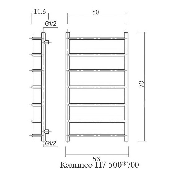 Полотенцесушитель водяной Domoterm Калипсо П7 500х700 мм - фото 4