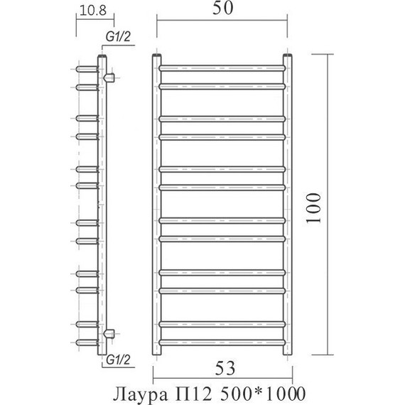 Полотенцесушитель водяной Domoterm Лаура П12 500х1000 мм - фото 5
