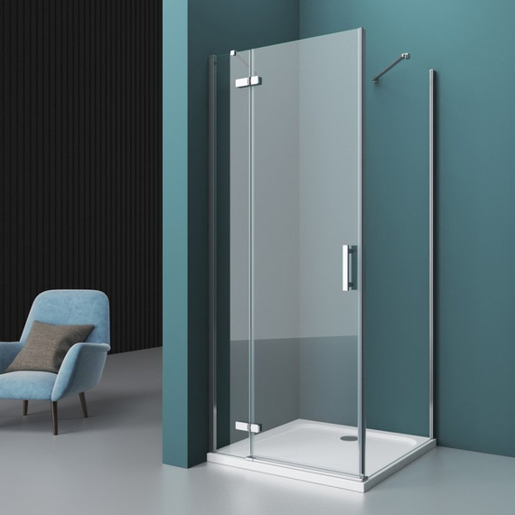 Душевое ограждение BelBagno 80х100 см KRAFT-AH-12-80/100-C-Cr-L, хром/прозрачное - фото 
