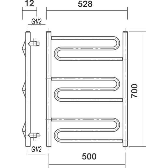 Полотенцесушитель водяной Domoterm Офелия АБР П9 500х700 мм, античная бронза - фото 4