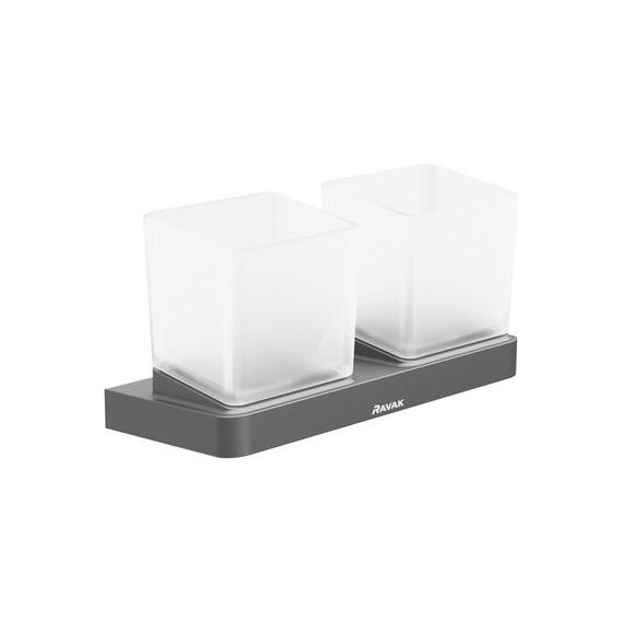 Двойной стакан для зубных щеток Ravak 10° X07P558, цвет чёрный - фото 