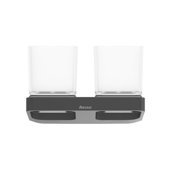 Двойной стакан для зубных щеток Ravak 10° X07P558, цвет чёрный - фото 2