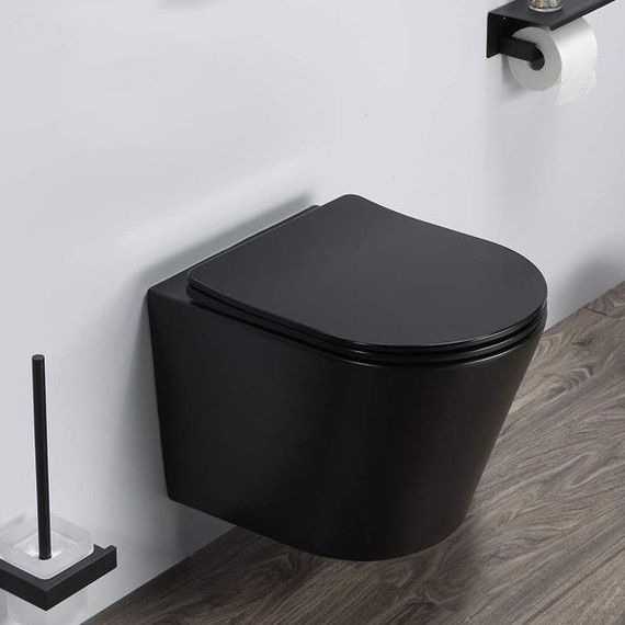 Унитаз подвесной безободковый Comforty 105MB с крышкой микролифт, черный матовый, Цвет производителя: чёрный матовый - фото 