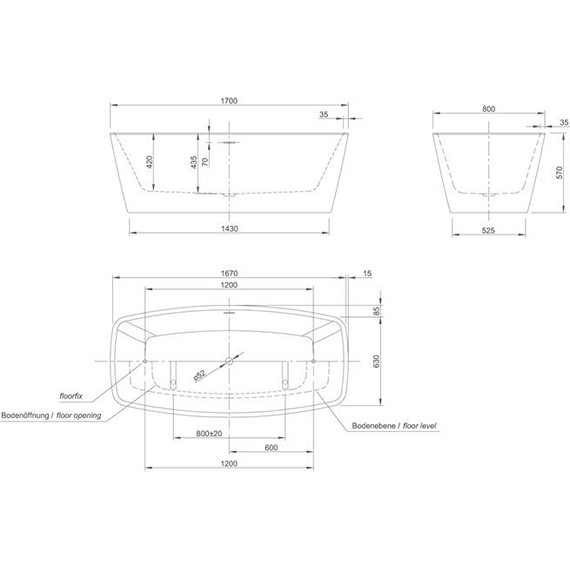 Ванна отдельностоящая Knief Cube 170x80 см 0100-284 - фото 3