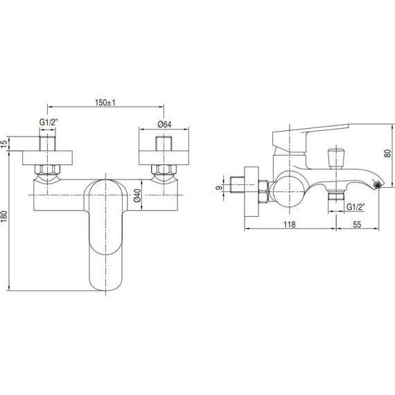 Смеситель для ванны AQG Beta 01BET400NG, черный матовый - фото 4