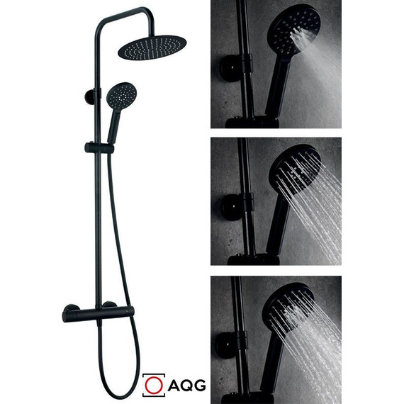 Душевая стойка с термостатом AQG Nite 20NITR25NID05, черный матовый - фото 3