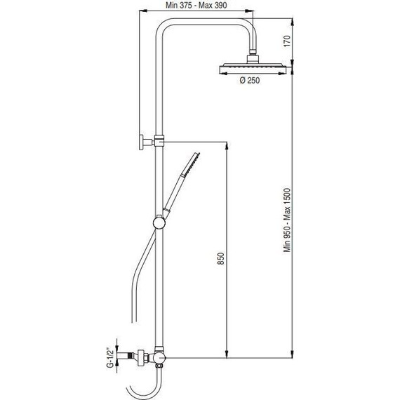 Душевая стойка AQG Beta 21NIR25BEA02 - фото 3