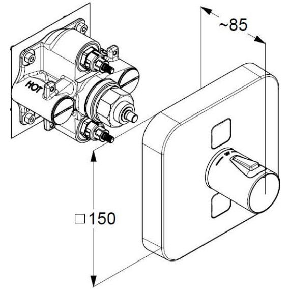 Смеситель для душа с термостатом Kludi Push 389110538 - фото 2