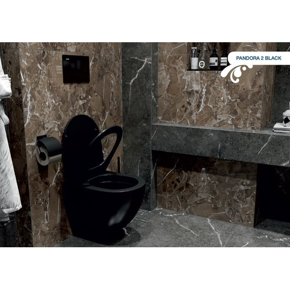 Унитаз подвесной безободковый Sole Pandora 2 black с крышкой микролифт, Цвет производителя: чёрный - фото 6