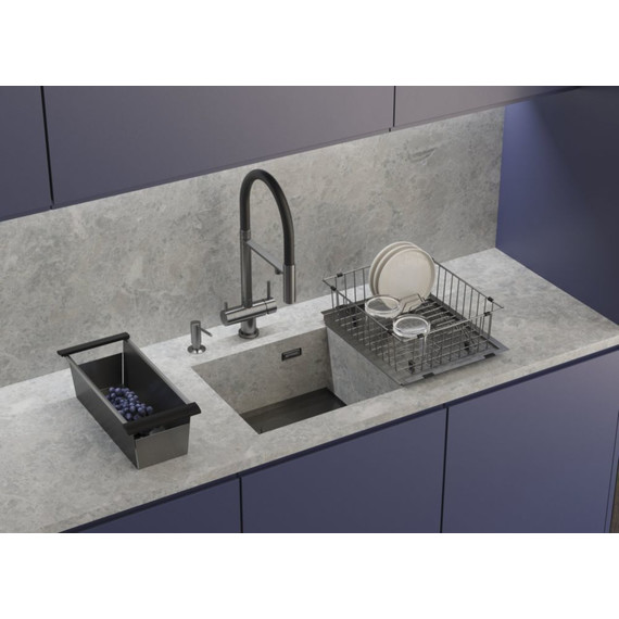 Кухонная мойка Omoikiri Kasen 49-16 INT GM (4997055) 1,2 мм, вороненая сталь, Цвет производителя: вороненая сталь - фото 2