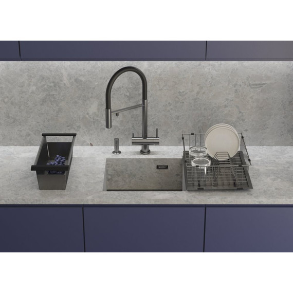 Кухонная мойка Omoikiri Kasen 49-16 INT GM (4997055) 1,2 мм, вороненая сталь, Цвет производителя: вороненая сталь - фото 3