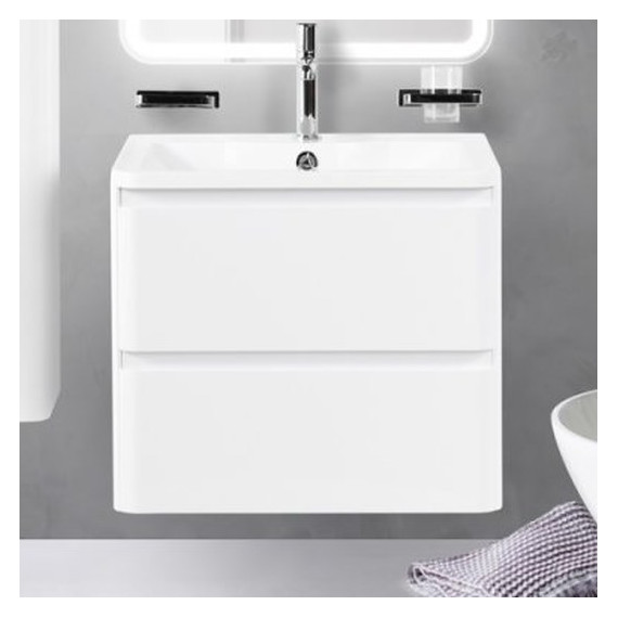 Тумба подвесная с раковиной BelBagno ALBANO-700-2C-SO-BL 70 см, Bianco Lucido, Цвет фасада: Bianco Lucido - фото 