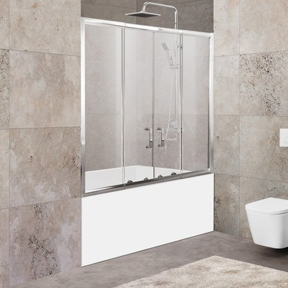 Шторка для ванны BelBagno 150-180 см UNIQUE-VF-2-150/180-140-P-Cr, хром/текстурное - фото 