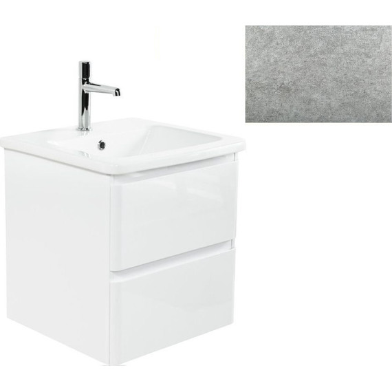Тумба подвесная с раковиной BelBagno ALBANO-CER-500-2C-SO-CVG 50 см, Cemento Verona Grigio, Цвет фасада: Cemento Verona Grigio - фото 