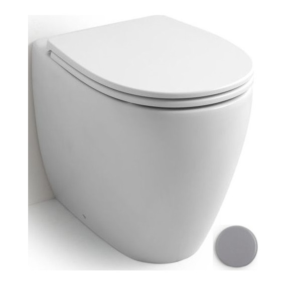 Унитаз приставной безободковый White Ceramic Basic W0201FM, серый матовый - фото 