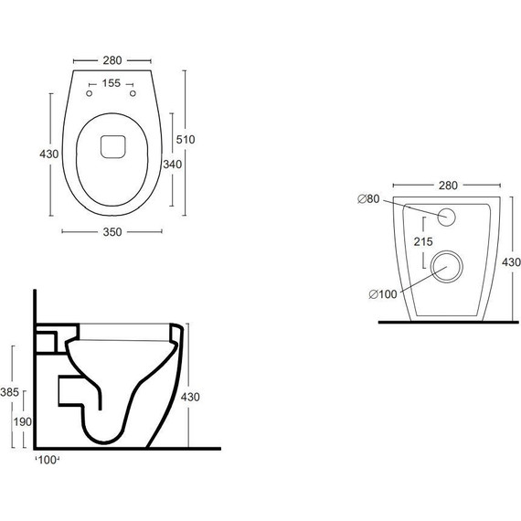 Унитаз приставной безободковый White Ceramic Basic W0201FM, серый матовый - фото 2